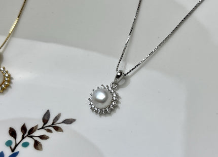 AAAA 6 mm Top Quality Natural White And Pink Freshwater Pearl Pendant W/925 Sterling Silver DIY Jewelry Bridal Pearl Necklace #10046-C