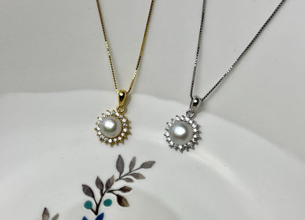 AAAA 6 mm Top Quality Natural White And Pink Freshwater Pearl Pendant W/925 Sterling Silver DIY Jewelry Bridal Pearl Necklace #10046-C