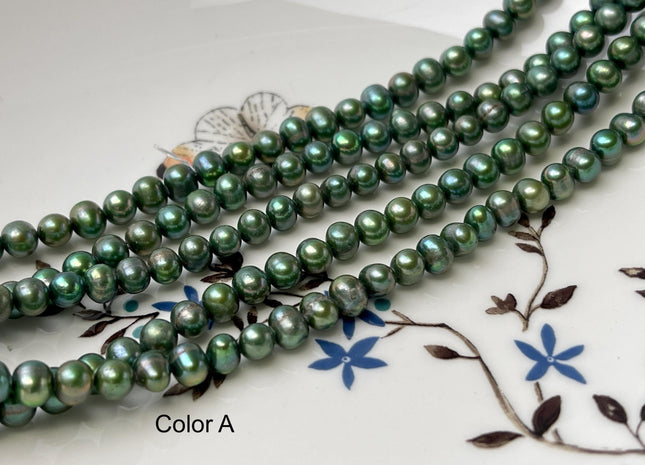 5 mm Olive Green Color Potato Freshwater Pearl Beads Genuine Cultured Freshwater Pearl Beads #P2794