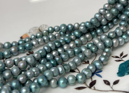 5 mm Aqua Blue Green Large Hole Freshwater Ringed Potato Pearl Beads Hole Size 1.5 mm Genuine Large Hole Pearls #P2798