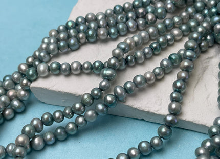 5 mm Aqua Blue Green Large Hole Freshwater Ringed Potato Pearl Beads Hole Size 1.5 mm Genuine Large Hole Pearls #P2798
