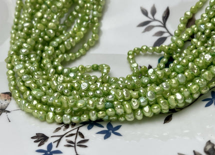 3-4 mm Rare Green Color Potato Nugget Freshwater Pearl Beads Genuine High Luster Freshwater Tiny Seed Pearls #P2772