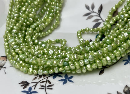3-4 mm Rare Green Color Potato Nugget Freshwater Pearl Beads Genuine High Luster Freshwater Tiny Seed Pearls #P2772