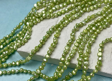 3-4 mm Rare Green Color Potato Nugget Freshwater Pearl Beads Genuine High Luster Freshwater Tiny Seed Pearls #P2772