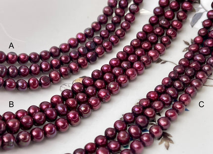 6-7 mm Burgundy Red Color Potato Freshwater Pearl Bead Genuine Dark Red Color Off Round Freshwater Pearls #P2801