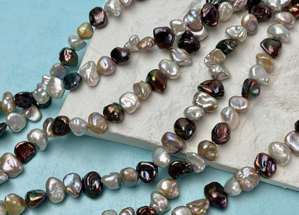 7x9 mm AAA Natural Seaweed Pink Gray Brown Color Keshi Nugget Freshwater Pearl Beads Genuine Keshi Nugget Freshwater Pearls #P1850