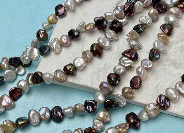 7x9 mm AAA Natural Seaweed Pink Gray Brown Color Keshi Nugget Freshwater Pearl Beads Genuine Keshi Nugget Freshwater Pearls #P1850