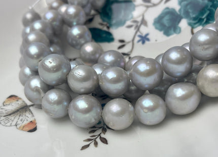 12-15-16mm Half Strand Large Hole Gray Baroque Pearl Rare Jumbo Size Edison Pearl Hole Size 2.2mm Genuine Freshwater Pearls. 14 Beads #P2200