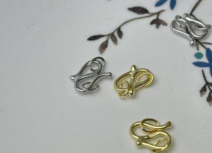8x11 mm 925 Sterling Silver Hook Bali Clasp Findings Genuine Sterling Silver S Shape Clasp with Closed Jump Rings DIY Jewelry #10113