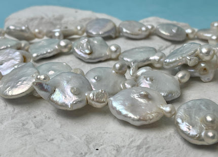 19-21 mm Natural White OR Seaweed Large Coin Freshwater Pearl Beads Grade B Large Flat Coin Pearl Beads Coin Pearl With Potato Beads #1387