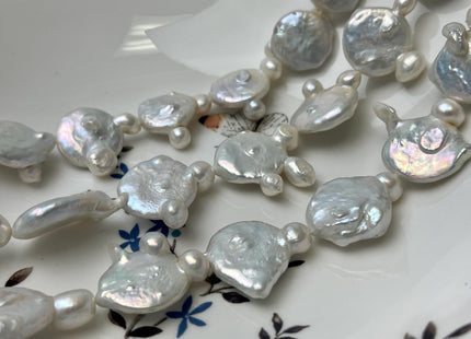 19-21 mm Natural White OR Seaweed Large Coin Freshwater Pearl Beads Grade B Large Flat Coin Pearl Beads Coin Pearl With Potato Beads #1387