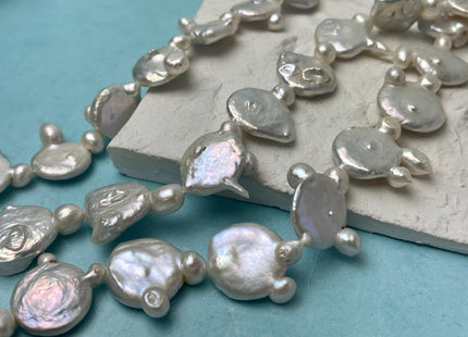 19-21 mm Natural White OR Seaweed Large Coin Freshwater Pearl Beads Grade B Large Flat Coin Pearl Beads Coin Pearl With Potato Beads #1387