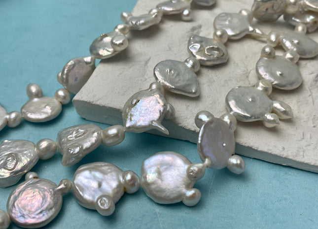 19-21 mm Natural White OR Seaweed Large Coin Freshwater Pearl Beads Grade B Large Flat Coin Pearl Beads Coin Pearl With Potato Beads #1387