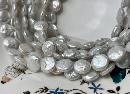 12 mm AAA Natural White Coin Freshwater Pearl Beads Genuine Cultured High Luster Quality Coin Pearls Half/Full Strand #P2803