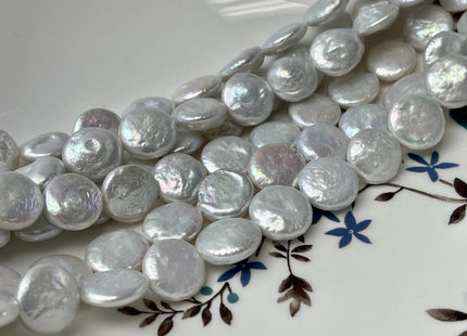 12 mm AAA Natural White Coin Freshwater Pearl Beads Genuine Cultured High Luster Quality Coin Pearls Half/Full Strand #P2803