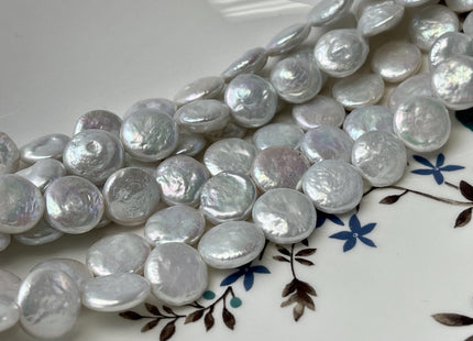 12 mm AAA Natural White Coin Freshwater Pearl Beads Genuine Cultured High Luster Quality Coin Pearls Half/Full Strand #P2803