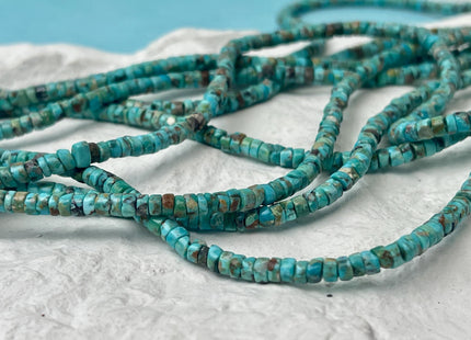 4 mm Natural Turquoise Heishi Rondelle Shape Genuine Rare Natural Color Turquoise Gemstones Loose Beads 15.5 Inches Strand #2974