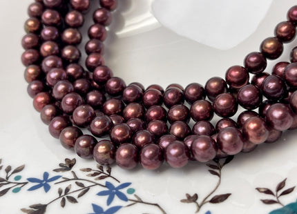 8 mm AAA Brown Burgundy Red Color Freshwater Round Pearl Bead Genuine Round Freshwater Pearls 52 Beads #P2804