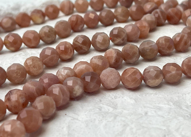 4mm 6mm 8mm 10mm 12mm Natural Color SunStone High Quality Faceted Round Gemstone Beads 15.5 Inches Strand #4514
