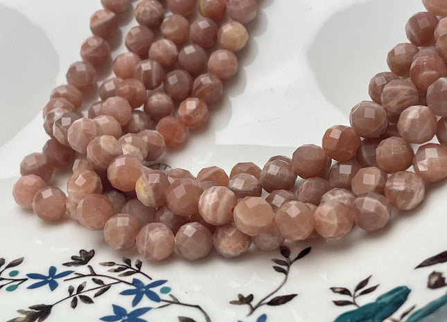 4mm 6mm 8mm 10mm 12mm Natural Color SunStone High Quality Faceted Round Gemstone Beads 15.5 Inches Strand #4514