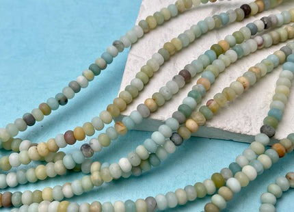 4x6 mm Natural Smooth Rondelle Multi Color Amazonite Beads Natural Green Color Amazonite Loose Beads 15.5 Inches Strand #4210