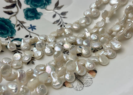 9x11 mm AA Natural White Top Drilled Coin Freshwater Pearl Beads Flat Coin Freshwater Pearl Genuine Natural Coin Pearl Beads #1520