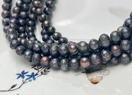 8 mm Faceted Potato Freshwater Pearl Dark Peacock Rare Genuine Faceted Cultured freshwater Pearl Beads #1033