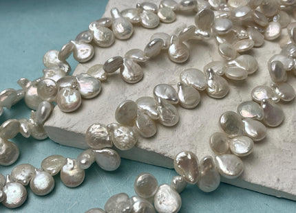 9x11 mm AA Natural White Top Drilled Coin Freshwater Pearl Beads Flat Coin Freshwater Pearl Genuine Natural Coin Pearl Beads #1520