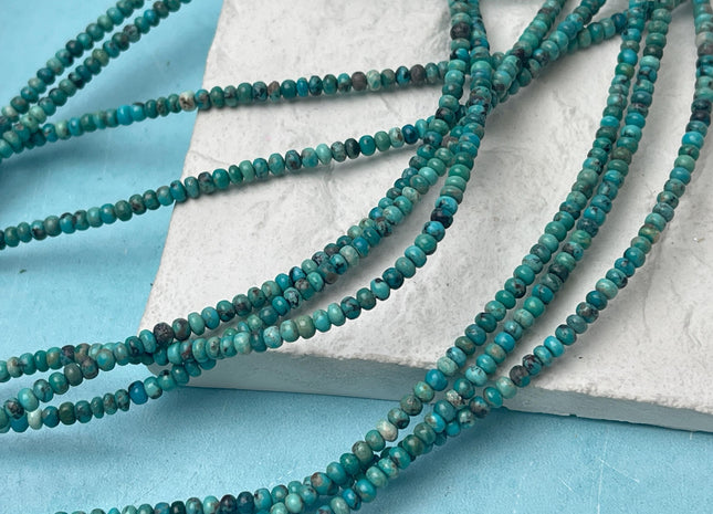 3-3.5mm 100% Natural Smooth Rondelle Turquoise Gemstone Beads Multi Turquoise Blue Green Color Beads 16 Inches #4516