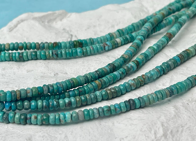 4 mm 100% Natural Smooth Rondelle Turquoise Gemstone Beads Multi Turquoise Blue Green Color Beads 16 Inches #4517