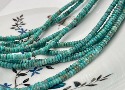 4 mm 100% Natural Smooth Rondelle Turquoise Gemstone Beads Multi Turquoise Blue Green Color Beads 16 Inches #4517