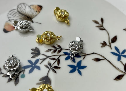 10 mm 925 Sterling Silver Flower Clasp Genuine Sterling Silver Findings 925 Sterling Silver Clasps w/CZ DIY Jewelry #10307