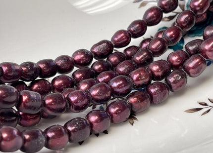 10x11-12 mm Dark Red Burgundy Rice Large Hole Freshwater Pearl Hole Size 2.1 mm Large Hole Red Pearl Beads #P2807