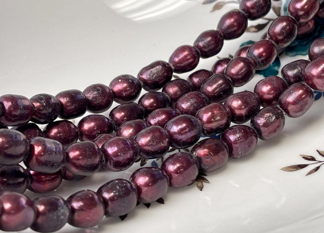 10x11-12 mm Dark Red Burgundy Rice Large Hole Freshwater Pearl Hole Size 2.1 mm Large Hole Red Pearl Beads #P2807