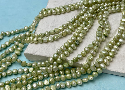 5 mm Rare Green Color Potato Nugget Freshwater Pearl Beads Genuine Freshwater Tiny Seed Pearls #P2811