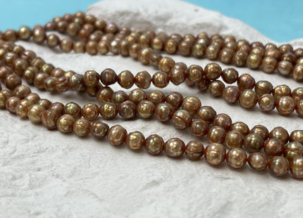 5-6 mm Rare Faceted Dark Champagne Color Semi Round Freshwater Pearl Beads Genuine Faceted Freshwater Pearls #P2812