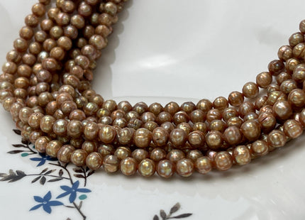 5-6 mm Rare Faceted Dark Champagne Color Semi Round Freshwater Pearl Beads Genuine Faceted Freshwater Pearls #P2812