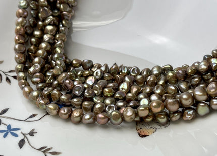 6-7 mm AA Green Champagne W/Gold Sheen Keshi Freshwater Pearls Beads Genuine Keshi Freshwater Pearl Beads #P2813
