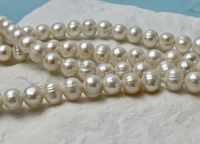 10-11 mm Large Hole Natural White Potato Freshwater Pearl Beads Hole Size 2.2 mm Large Hole Beads Large Hole White Pearls #1466
