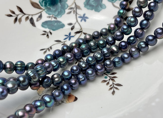 10-11 mm Large Hole Peacock Color Potato Freshwater Pearl Beads Hole Size 2.2 mm Large Hole Beads Large Hole Freshwater Pearls #1465