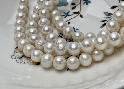 11 mm Half Strand Large Hole Natural White Potato Freshwater Pearls Hole Size 2.2mm 3.0mm Genuine Round Pearl Beads #1209