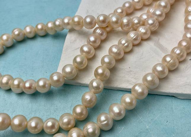 10-11 mm AA Large Hole Natural Light Pink Or Light Peach Color Freshwater Pearl Beads Hole Size 2.2 mm High Luster Large Hole Pearls #593