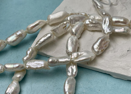 12-14x22-28 mm AAA Half Strand Large Hole White Or Gray Biwa Stick Freshwater Pearl Beads Hole Size 2.2 mm Genuine Jumbo Biwa Stick #1353