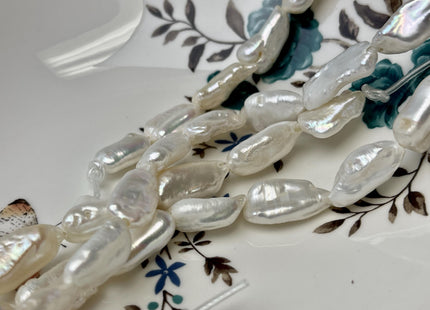 12-14x22-28 mm AAA Half Strand Large Hole White Or Gray Biwa Stick Freshwater Pearl Beads Hole Size 2.2 mm Genuine Jumbo Biwa Stick #1353