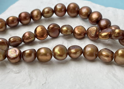 10-11 mm Large Hole Copper Brown Freshwater Pearl Nugget Beads 2 mm Hole, Genuine Freshwater Pearl Large Hole Nugget Beads. #334