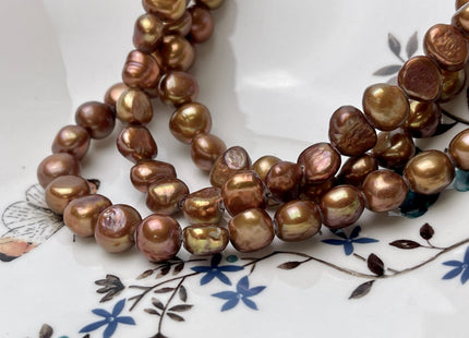 10-11 mm Large Hole Copper Brown Freshwater Pearl Nugget Beads 2 mm Hole, Genuine Freshwater Pearl Large Hole Nugget Beads. #334