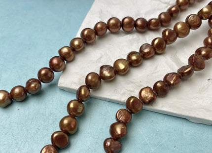 10-11 mm Large Hole Copper Brown Freshwater Pearl Nugget Beads 2 mm Hole, Genuine Freshwater Pearl Large Hole Nugget Beads. #334