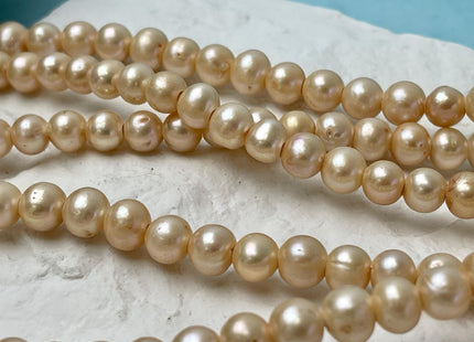8 mm Large Hole Gold Champagne Color Semi Round Freshwater Pearl Beads Hole Size 2.2 mm Genuine Large Hole Freshwater Pearls #1895