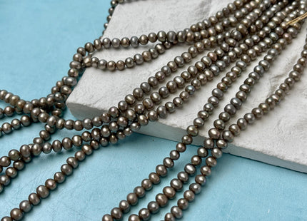 3.5-4 mm AAA Abalone Gray Champagne Color Potato Freshwater Pearl Beads Genuine High Luster Freshwater Seed Pearls #1531