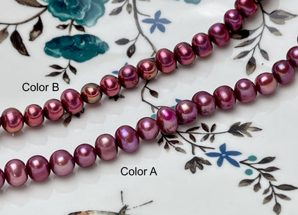 6.5-7 mm AAA Ultra Dark Dusty Rose Semi Round Freshwater Pearls, Genuine Semi Round Freshwater Pearls #1313